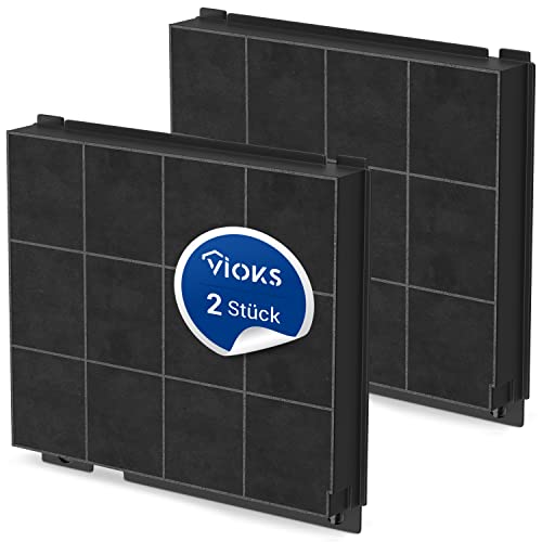VIOKS Lot de 2 filtres à charbon actif pour hotte aspirante AEG Electrolux 9029793818 Whirlpool 48400008575 E3CFE15 AMC027 Model 15 F00333 F00418SE Bauknecht Candy Gorenje 230 x 210 mm