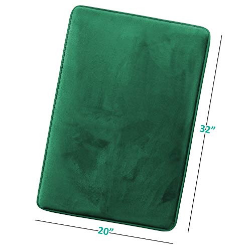 Clara Clark Bathroom Rugs, Velvet Memory Foam Bath Mat, Non-Slip, Machine Washable Bath Rugs - Dries Quickly, Ultra Soft Plush Bath Mats for Bathroom, 20 x 32, Hunter Green by Clara Clark - Used condition - Image 3
