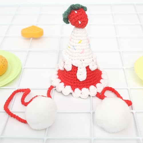 Strawberry Headwear For Girls' Birthday - Small Crocheted Strawberry Hat - Strawberry Birthday Decorations - Unique Party Prop3