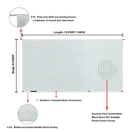 Image of RV Awning Mesh Sun Shade Screen for Motorhome Camper Trailer Sunshade