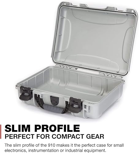 Image of NANUK 910 Waterproof Hard Case with Foam - 14.3 inch x 11.1 inch x 4.7 inch, Protective Case for Camera, Electronics & Gear - Impact-Resistant, Dustproof, Airline Carry-On Approved - Made in Canada, Silver