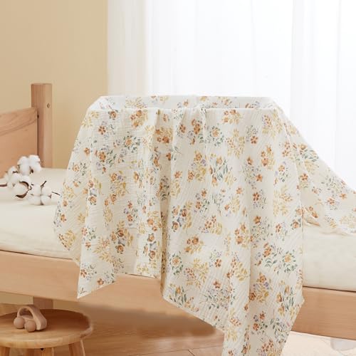 Image of insular Muslin Swaddle Blankets for Boys Girls, 2 Pack Receiving Baby Blanket Large 47 x 47 inches, Soft Breathable Swaddling Wrap for Unisex Newborn, Teddy Bear&Floral