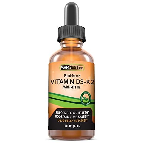 Vegan Vitamin D3 + K2 (MK-7) Liquid Drops with MCT Oil, Peppermint Flavor, Helps Support Strong Bones and Healthy Heart Cover