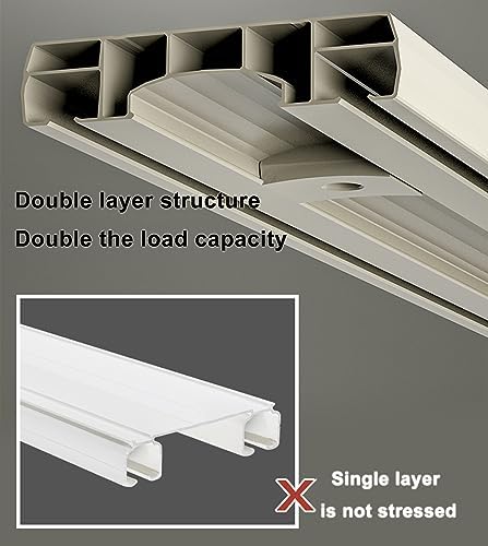Aluminum Ceiling Mount Curtain Track System - 4.5m Double Track for Room Divider Curtains, Easy Install, White/Champagne, Perfect for Home & Office Decor