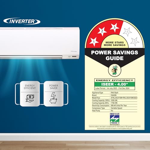 Image of Daikin 1 Ton 3 Star Inverter Split AC (Hepta Sense, Dew Clean Technology, 3 Stage Filteration, Triple Display, Automatic Error Display, DNNS Self Heal, TAD Filter, ATKL35U, White)