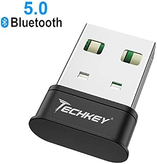 Bluetooth Adapter for PC，Techkey USB Mini Bluetooth 5.0 EDR Dongle for Computer Desktop