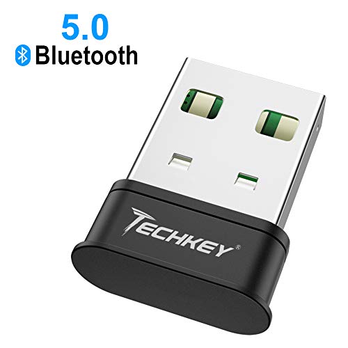 Bluetooth Adapter for PC，Techkey USB Mini Bluetooth 5.0 EDR Dongle for Computer Desktop
