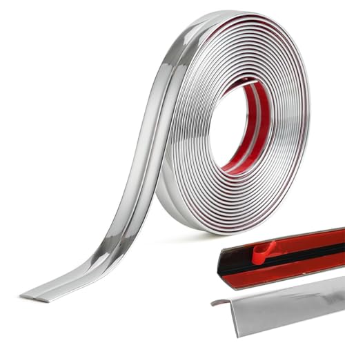 Image of inch1 Roll Flexible PVC Wall Molding Trim - Decorative & Protective Caulk Strip for Table Edges, Door Frames, Baseboards, and Corners (Silver)