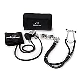 Primacare DS-9181-BK Professional Aneroid Sphygmomanometer and Sprague Rappaport Stethoscope, Manual Blood Pressure Kit with Cuff and Carrying Case, Black, 9x5x3 inches