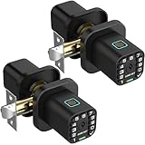 Richelock Fingerprint Door knob, Smart Biometric Door Lock with Keypad, Keyless Entry Code Door Knob, Waterproof & Weatherproof, Auto Lock,Voice Navigation, for Bedroom, Gate,Office