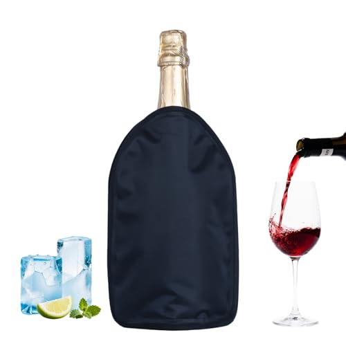 Wine Cooler Sleeve, Wine Bottle Gel Cooler Sleeve Freezer Chiller, Long Lasting Keep Wine Cool and Chill Sleeve for Prosecco Champagne Beer Wine Bottles(1PCS black)