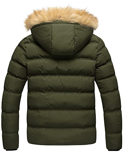 Image of Pursky Men's Puffer Jacket Waterproof Winter Bubble Coats Ski Parka Fur Hooded
