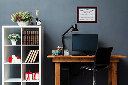 8.5x11 Mahogany Gallery Certificate and Document Frame - Wide Molding - Includes Both Attached Hanging Hardware and Desktop Easel - Award, Certificates, Documents, a Diploma, or a Photo 8.5 x 11 - Thumbnail 5