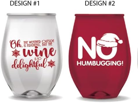 Pen Kit Mall PKM - Stemless Wine Glasses - Set of 12 - NOVELTY FUNNY SAYINGS - CAMPING -CHRISTMAS - NEW YEARS HALLOWEEN (Not Glass) (CHRISTMAS THEMED) - Image 6