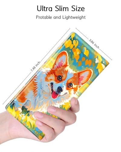Image of Nipichsha Womens Wallet, RFID Slim Wallets for Women, Thin Ladies Credit Card Holder Purse, Cute Leather Bifold Clutch Billfold with 11 Card Slots & ID Window, Summer Dog