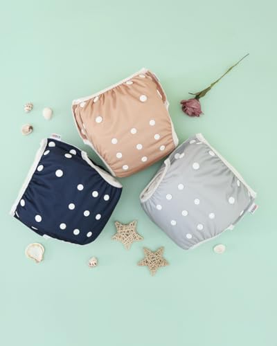 ALVABABY Swim Diapers 3pcs Baby & Toddler Snap One Size Reusable Adjustable Baby Boys' Swim Diapers for Swimming Lessons 3SWY73A
