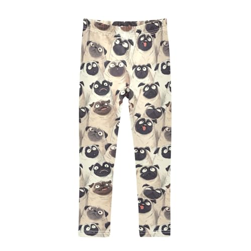 Girls Leggings Funny Pug Animals Soft Toddler Leggings for Girls Kids Pants Size 4T-10T