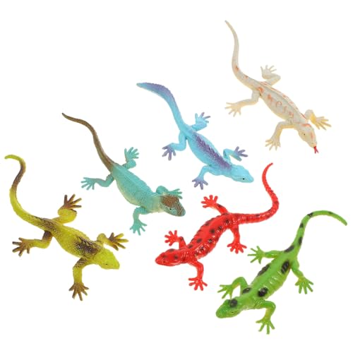 ノーブランド品 6個 リアルなトカゲ模型 爬虫類フィギュア 模擬動物置物 向け知育 想像力育成用シミュレーションおもちゃ