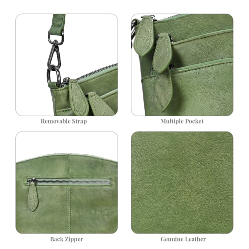 Image of HESHE Leather Crossbody Bags for Women Vintage Shoulder Handbag for Travel