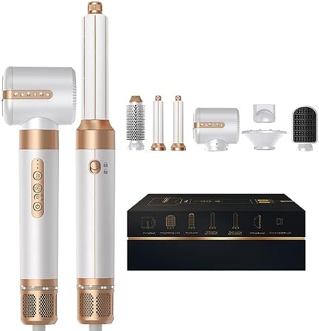 7 in 1 Hot Air Hair Styling Blow Dryer w/Millions Ion Care & Coanda Tech - 110000 RPM High Speed Ionic Brush Volumizer - Brushless Motor w/Auto-Wrap Curlers Hair Wrap Hair Styler -3 Temp & Speed