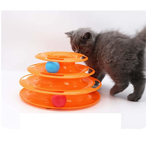 Brinquedos de gato interativos para gatos de interior, Cat Toy Roller 3-Level Turntable Cat Toys Bol