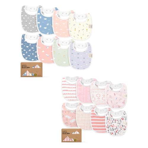 KeaBabies 8-Pack Baby Bibs for Boys, Girls - Soft Cotton Drooling and Teething Bibs for Baby Girl & Boy, Extra Absorbent, Easy To Clean & Put On for Toddler, Newborn, Infant 0-24 Months