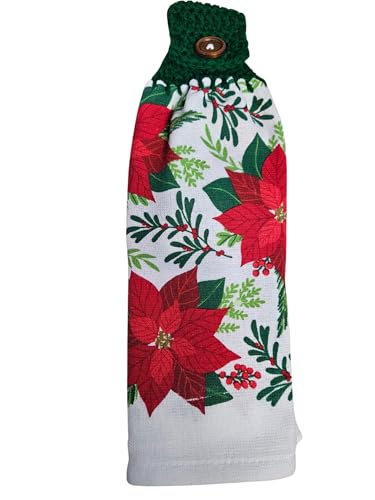 Winter Crochet Kitchen Towel Tops (Poinsetta)