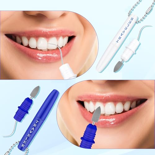 Image of 2PCS Premium Metal Toothpick Kit,Professional Teeth Cleaning Tools with Tartar&Plaque Remover,Portable Dental Picks Travel Tools,Reusable Oral Hygiene Tools with Keychain