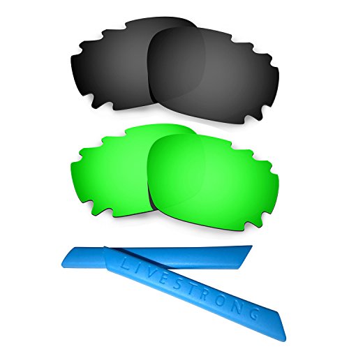 Verres polarisés de rechange vert noir avec caoutchoucs bleus anti-reflets pour Racing Jacket