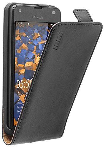 mumbi Echt Leder Flip Hülle kompatibel mit Microsoft Lumia 550 Hülle Leder Tasche Hülle Wallet, schwarz