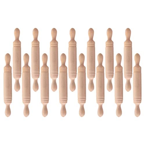 Toyvian 15 pçs mini rolo de madeira rolo de massa pequena miniatura rolo pastelaria infantil modelo