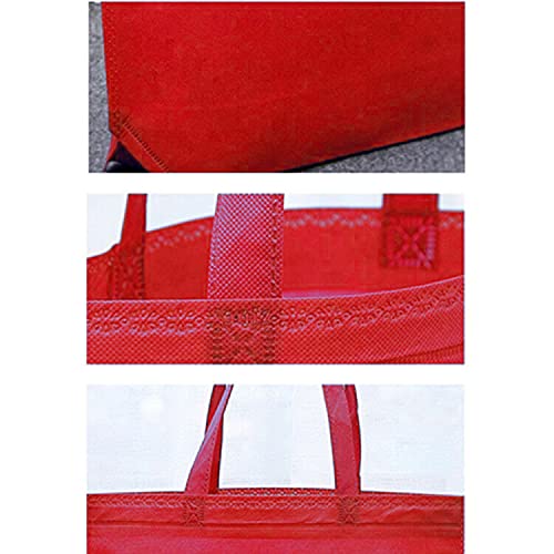 10Pcs Reusable Tote Bags Travel To-Go Kicthen Dining Food Containers Non-Woven Fabric Gift Shopping Grocery Bags With Handles (Red) #TOP2