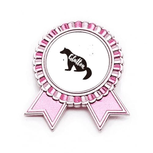 Broche animal Glutton noir et blanc rose, bijou de sac en métal M