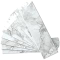 AULIGET 40-Piece Polished White Marble Peel and Stick Backsplash Wall Tiles, 3" x 12" PVC Faux Stone Stick on Tiles for Backsplash Kitchen, Bathroom, Laundry Room, Camper, Fireplace