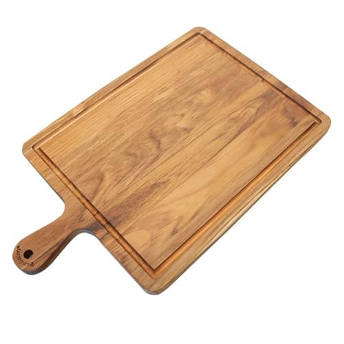 EcoDecors Teak Cutting Board 19''x12'' with Juice Groove & Handle