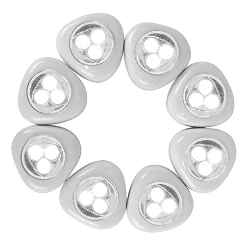 [Updated Version]Ledinus Set of 8 Triangulum 3 -LED White Lights Battery Operated LED Stick-on Touch Tap Lights for Bedroom, Baby Room, Drawer Bar Sets Attics Garages Car Sheds Storage Room