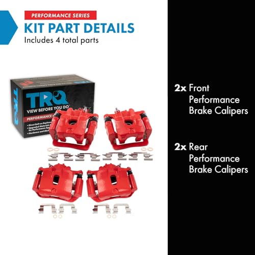 Image of TRQ Performance Front and Rear Brake Caliper Set Brackets Coated Compatible with 2003-2008 Honda Pilot