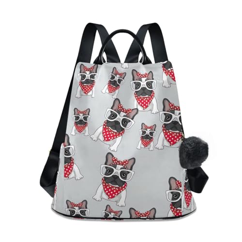 Sac à dos femme bouledogues français avec poignée polyuréthane chic
