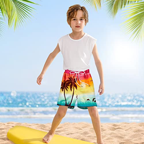 Efinny Boys Swim Trunks With Compression Liner Double Layer Beach Surf Swim Shorts Quick Dry Anti Chafe Boxer Brief Swimwear Yellow #TOP2