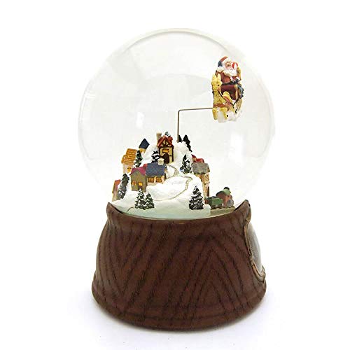 6.25\" Brown and White Santa with Train Musical Christmas Snow Globe - Thumbnail 2