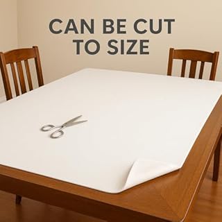 Dependable Industries inc. Essentials Felt Back Vinyl Table Pad – Cut-to-Fit Waterproof Table Protector with Flannel Backing – Heat-Resistant Dining Table Cover, 52" x 108"