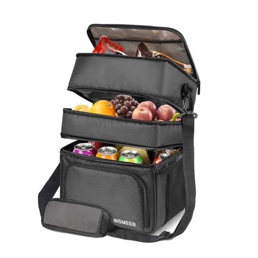 INSMEER Bolsa Térmica Marmita Para Homens, 3 Compartimentos Lancheira Térmica Para Homens Adultos Bolsa Térmica Separada Para Alimentos Quentes E Frios, 3 Compartimentos (Preto)