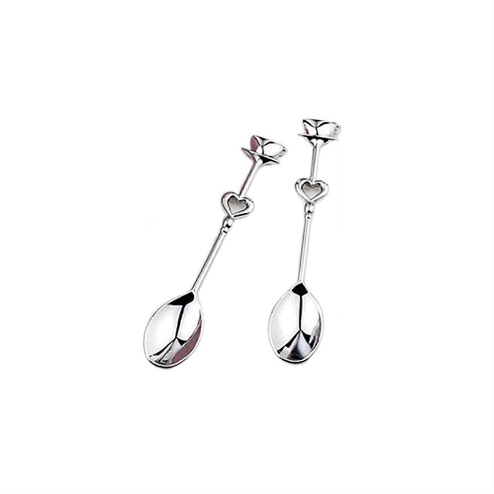 JINGYAN Cuillères à café 2PCS Love Tea Coffee Drinking Stainless Steel Spoon Teaspoon Stirring Wedding Bridal Party