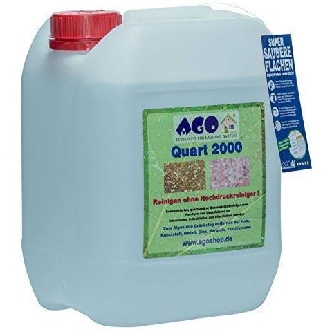 AGO® Quart 2000 Grünbelag Entferner Chlor- und Säurefrei I 10L Flechten und Algen Entferner Konzentrat für 2000qm Fläche Cover
