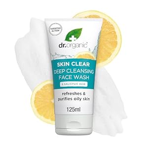 Dr Organic Skin Clear Face Wash, Cleansing, For Acne & Clear Skin, Salicylic Acid, Oily, Problem Skin, Natural, Vegan, Cruelty-Free, Paraben & SLS-Free, Recycled & Recyclable, Organic, 125ml