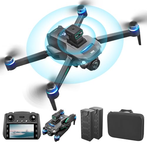 OBEST Drone GPS con Camara 4K Adulto, 5G WIFI FPV Dron Plegable Motor sin Escobillas 2 Batería 40Min Retorno Auto Visualización en Tiempo Real Nivel Batería RC Cuadricóptero Control Pantalla 5.9'