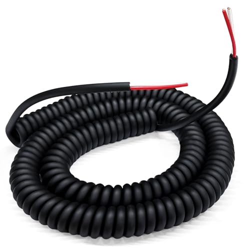Coil Cord, 2 Conductor Wire, 18AWG/2, Retractable Spring Coiled Extension Cord 3 Foot Extension to...