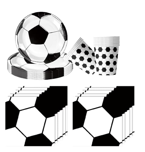 Fußball Partygeschirr Set, einschließlich 10-Teller, 10-Papierbecher und 20-Taschentücher, Fußball-Themengeschirr, Kindergeburtstag Teller Becher Servietten,Party Deko Set. Fußball Partygeschirr Set, einschließlich 10-Teller, 10-Papierbecher und 20-Taschentücher, Fußball-Themengeschirr, Kindergeburtstag Teller Becher Servietten,Party Deko Set.