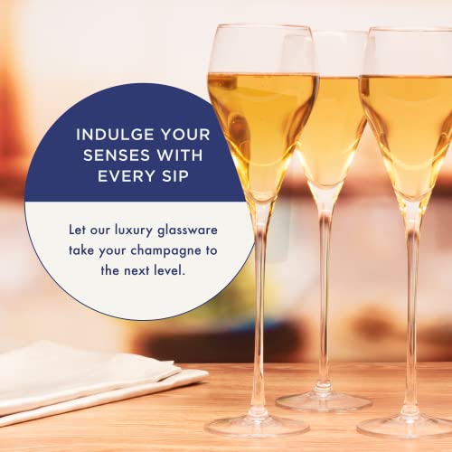 Elixir Glassware Crystal Champagne Flutes – Elegant Champagne Glasses, Hand Blown & Tulip Shaped – Set Of 4 Modern Champagne Flutes – Gift For Wedding, Anniversary, Christmas – 9.8Oz #TOP1