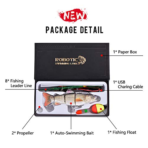 Robotic Swimming Fishing Electric Lures 5.12" USB Rechargeable LED Light Wobbler Multi Jointed Swimbaits Hard Lures Fishing Tackle…